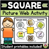 Square Shape Picture Web Activity and Worksheets for Preschool