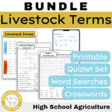 Livestock Vocabulary Puzzles: Agriculture Classroom Activity Terminology BUNDLE