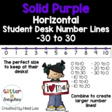 Horizontal Student Desk Number Lines | Integers -30 to 30 | Solid Purple