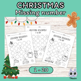 Christmas,math game worksheets missing numbers in between,counting to 20