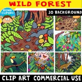Wild Forest Habitat -Background Paper for Animals Living Clip Art Commercial Use