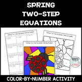Solving Two-Step Equations Spring Insect Math Color by Number Activity