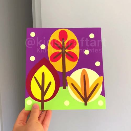 2D SHAPE Autumn Forest Craft Fall Tree Crafts Trees September October Activity