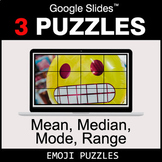 Mean, Median, Mode, Range - Google Slides - Emoji Puzzles