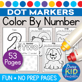 Pre-K Color By Number Dot Marker Printable - Preschool Dab Dot Coloring ...