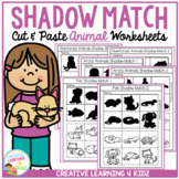 Animal Shadow Match Worksheets Â¨C Cut & Paste Activity for Kids