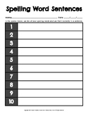 Spelling Word Sentences Recording Sheet