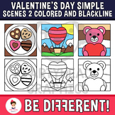 Simple Scenes Clipart Valentine's Day Colored And Blackline February