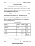 "Making a Budget" Practice Sheet