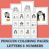 Coloring Pages: Penguin Letters and Numbers