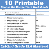 10 Printable Choose the Correct Verb Worksheets | 1st-2nd Grade ELA Mastery!