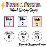 Preppy Pastel Table/Group Signs-Back To School