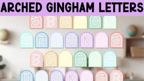 Arched Gingham Pastel Bulletin Board Letters | Door Decor | Bulletin Board Decor