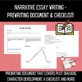 Narrative Essay Writing - Prewriting Document & Checklist!