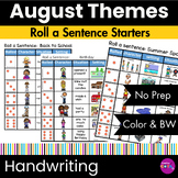 August Summer Writing Prompts with Pictures & Words Roll Sentence Story Starters
