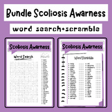 Scoliosis Awarness Bundle Word Search&Scramble Activity Puzzle Worksheet For Kid