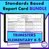 Editable Report Cards Trimesters BUNDLE K - 5th Google Excel Standards Based