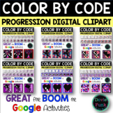 VALENTINE SILHOUETTES COLOR BY CODE Digital Progression Clipart BUNDLE