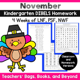 November Kindergarten DIBELS 8 Homework Practice LNF PSF Nonsense Words Fluency