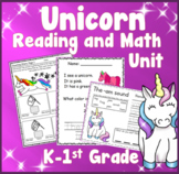 Unicorn Kindergarten 1st Grade Distance Learning Math Reading and Writing Unit