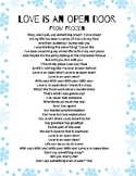 Love is an Open Door lyric sheet