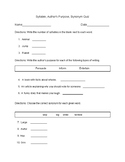 Syllable, Author's Purpose, Synonym Quiz
