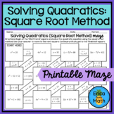 Solving Quadratic Equations by Square Root Method Activity Maze