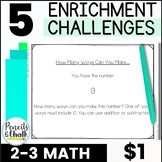 $1 Deal Math Enrichment Activities Early Finishers & Gifted and Talented 2nd-3rd