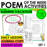 Summer Vacation Poem for Kindergarten & 1st Grade Activities & Fluency Lesson