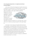 The Categorical Imperative in Philosophy Reading Worksheet w/Answer Key