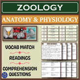 Zoology: Anatomy & Physiology Reading Comprehension & Sort Biology Activity