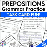 Prepositional Phrases & Prepositions Activity Grammar Task Cards Parts of Speech