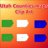 Maps of Utah Counties Clip Art map Color, Black and White Commercial Use