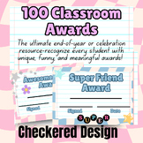 100 Class Awards Checkered Style End of Year Student Awards Certificates