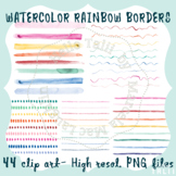 WATERCOLOR RAINBOW BORDERS Clip Art