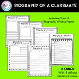 Biography of a Classmate - A first week writing activity