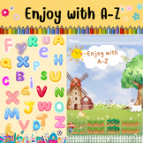 Letters A-Z paired with pictures of vegetables and fruits ready to color.