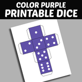Color Purple - Printable Dice - For activities, games, worksheets, etc.