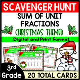 Christmas 3rd Grade Math - Scavenger Hunt Sum of Unit Fractions