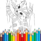 Cat Is All Over The Place Funny and Cute Coloring Book Page