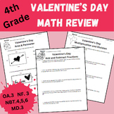 4th Grade Math- Valentine's Day Math Review-Mixed Standards- OA, NF, NBT, MD
