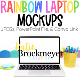 Rainbow Laptop Mockups Desk Computer Photos for Digital Resources