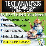 The Landlady by Roald Dahl - Text Analysis Writing Prompt, Text Based Evidence