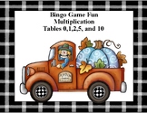 Multiplication Tables 0,1,2,5, and 10 Tables - Bingo Game - Skip Counting - Fall