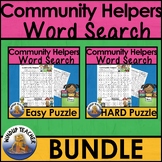 Community Helpers Word Search Activity - EASY and HARD Puzzles