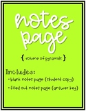 Volume of Pyramids Notes Page