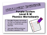 Leveled Literacy Intervention Purple System Level R-W Phonics Worksheets