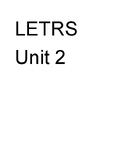 LETRS Unit 2 Study Guide