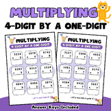 Multiply 4-Digit by a one-digit whole Numbers, Multiplication Worksheets