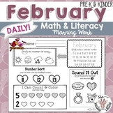 February Daily Literacy & Math Morning Work {Pre-K & Kindergarten} No Prep!